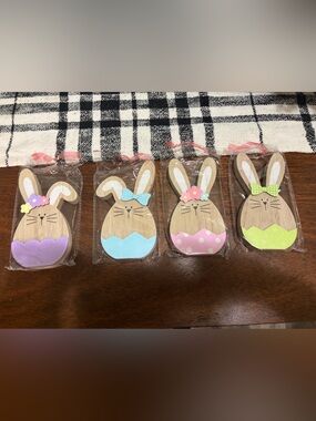 Wooden Bunny Egg Standing Decor - Pastel Purple, Blue, Pink, Green